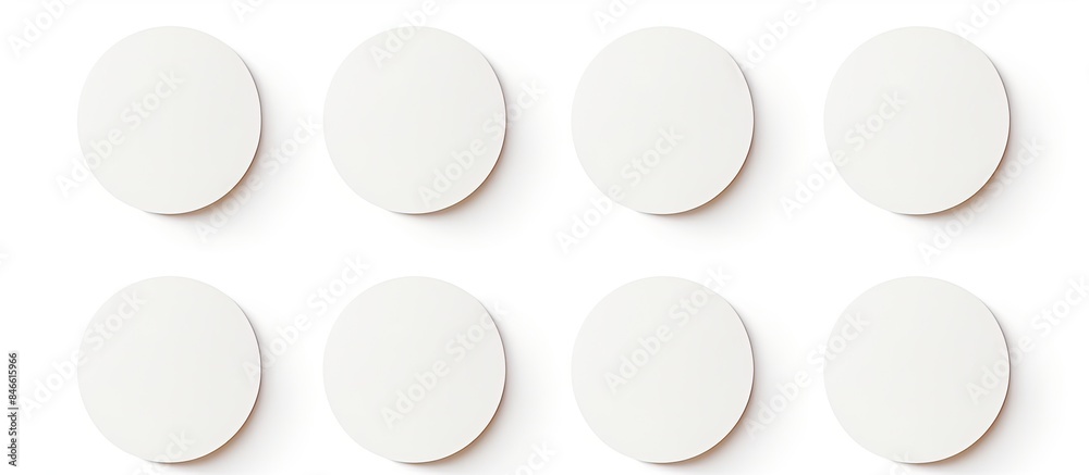 Aufkleber Collection of round white sticker labels isolated on a white background with a clipping path for a copy space image.