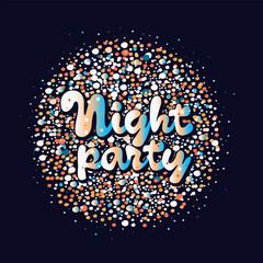 Fototapeta premium Night party. Glowing circle on dark blue background
