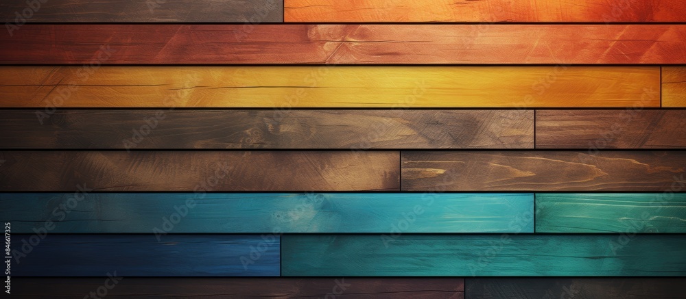 Aufkleber multicolored wood planks reflecting different textures in a copy space image.