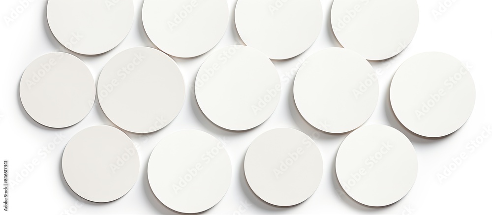 Aufkleber Collection of round white sticker labels isolated on a white background with a clipping path for a copy space image.