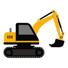 excavator on a white