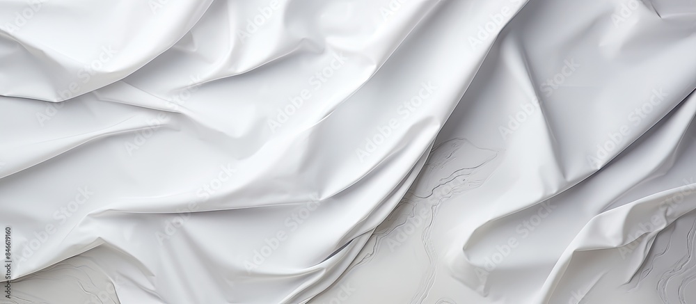 Aufkleber white paper texture background with a crumpled abstract shape, providing copy space for text.