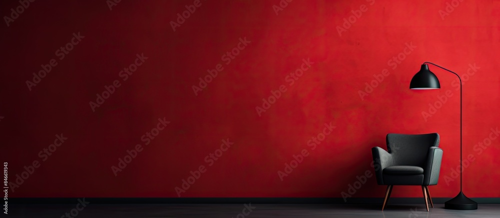 Poster A bold red paper stands out against a dark black wall, offering an ideal backdrop for a copy space image.