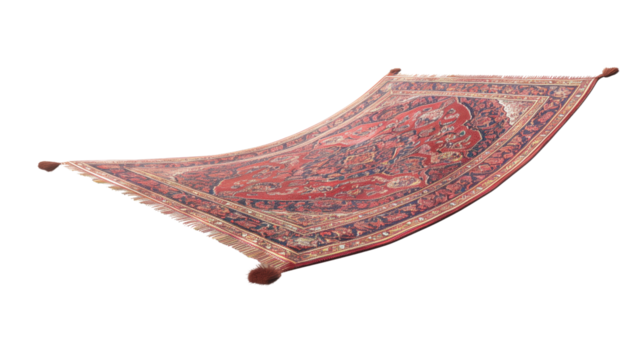 Flying magic carpet on a transparent background