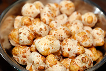 Cheese bread in several tin trays