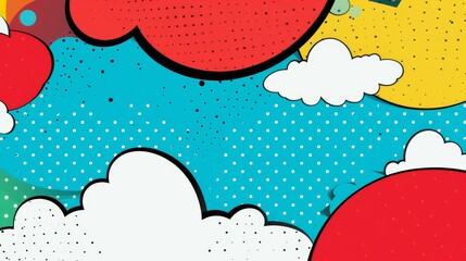 Vibrant paper cutout creating a pop art comic background with playful speech bubble.