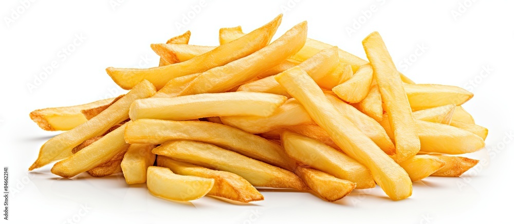 Aufkleber french fries, a potato fry isolated on a white background with clipping path and full depth of field