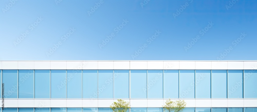 Aufkleber A modern office building against a blue sky, with space for text or graphics. with copy space image. Place for adding text or design