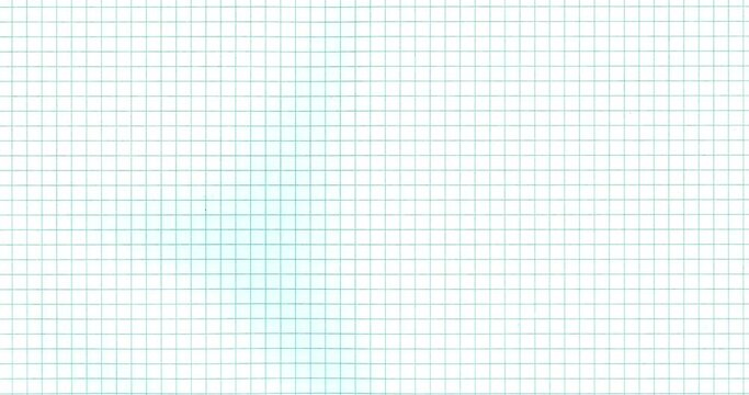 Exercise book grid natural real moving down to up 4k version. Crazy doodle grunge pulsing stop motion blank background good for titles, intro, school, background, etc...