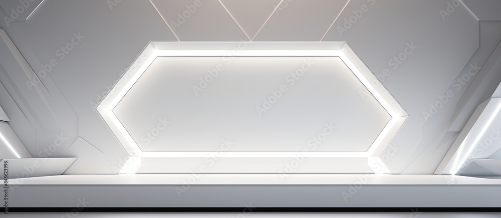 Poster abstract futuristic stage with elegant geometric design, featuring simple lines and polygons as a ba