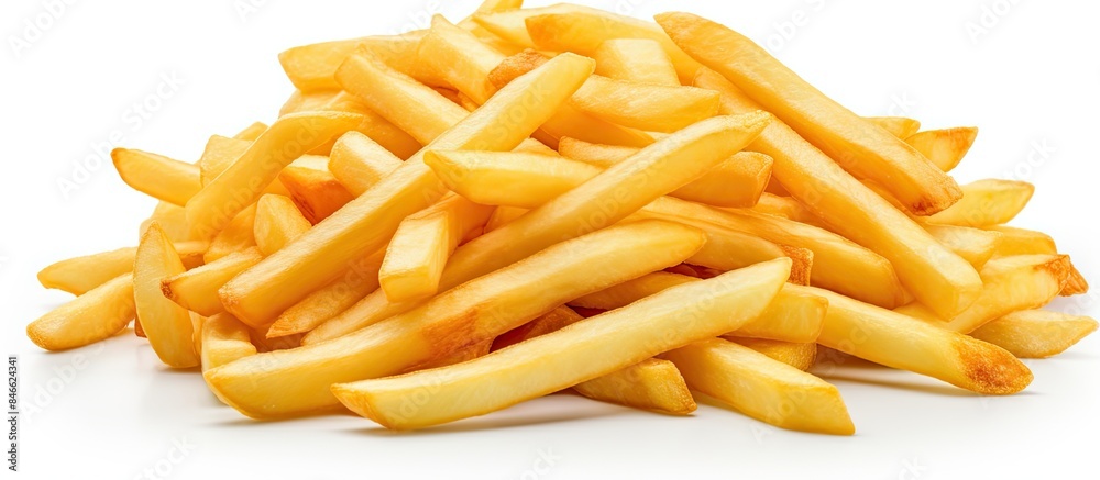 Aufkleber french fries, a potato fry isolated on a white background with clipping path and full depth of field