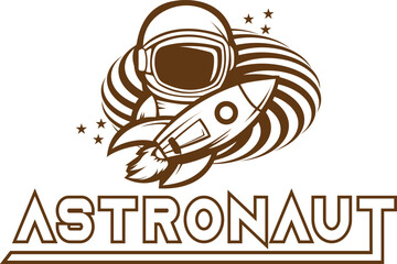 Web Mascot astronaut logo template in vintage style.Vector illustration