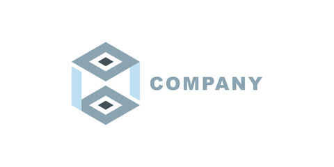 Hexagon Cubes Gray Logo Design