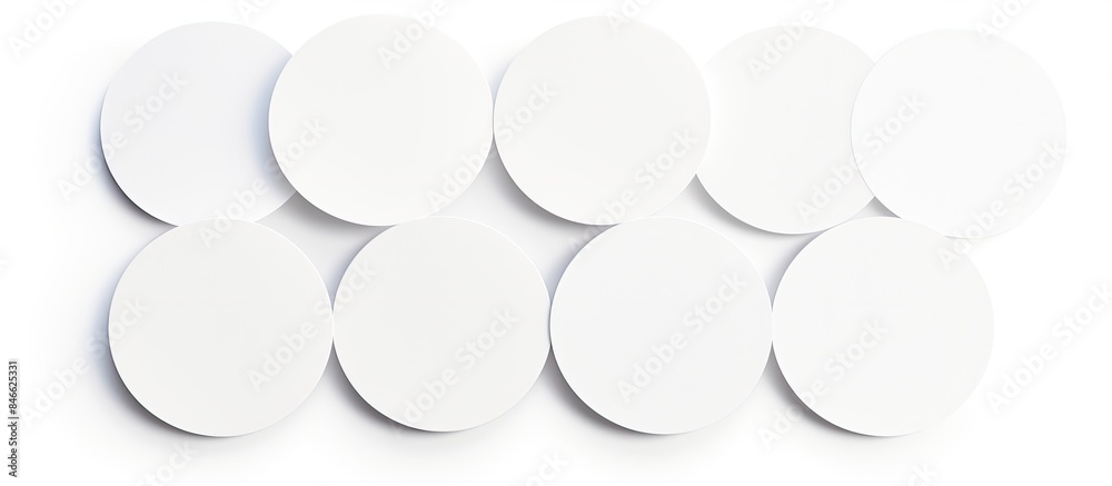 Aufkleber Collection of round white sticker labels isolated on a white background with a clipping path for a copy space image.