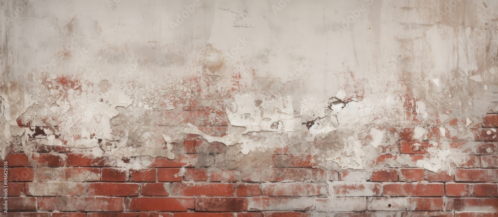 Aufkleber old and grungy red and white brick wall background with a horizontal texture and broken stucco and p