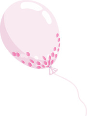 Flying balloon with rope in flat cartoon style. Transparent ball isolated on white background. . Vector illustration for celebrate and carnival.