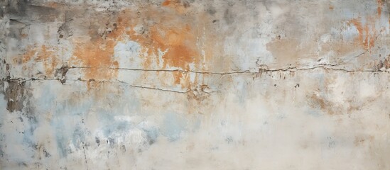 Grungy concrete surface with a weathered and worn wall showing damaged paint, suitable as a background or texture with copy space image.