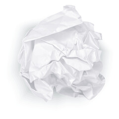 Obraz premium Crumpled white paper ball isolated on transparent background.