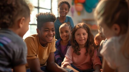 A group of enthusiastic employees organize a fundraiser event to support education for children in developing countries.