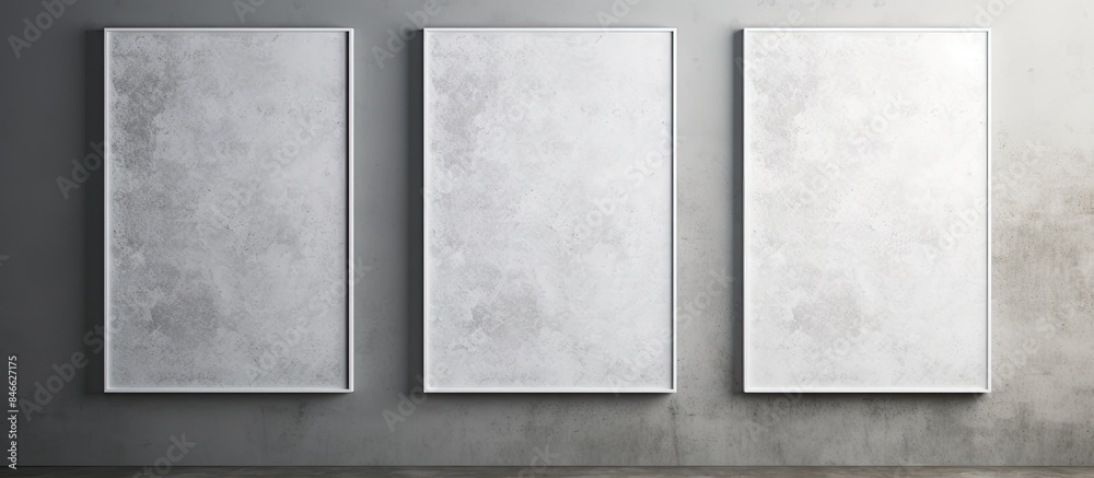Poster textured white poster template with copy space image on a wall.