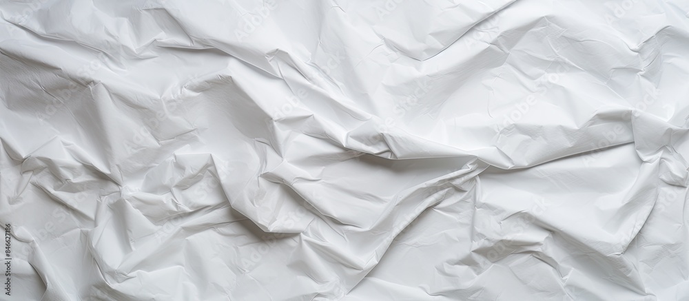 Poster a crumpled white paper provides an abstract background for designers, featuring ample copy space ima