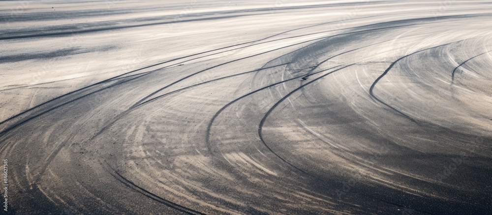 Poster Abstract texture of car drift tire skid marks on a race track; perfect for a copy space image.