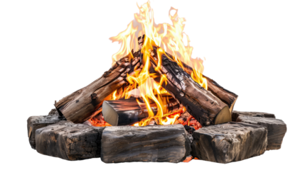 Camp fire on a transparent background