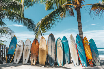 Beautiful tropical beach and sea landscape background created with generative AI