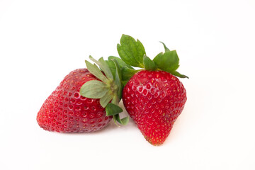strawberries on white background. strawberries in the foreground with white background