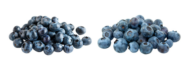 Plump and juicy blueberries freshly picked isolated on transparent background.