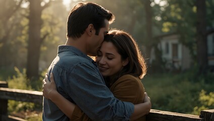 Fototapeta premium A scene where a hug speaks volumes without a single word ai_generated 