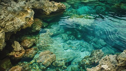 Fototapeta premium The beauty of tide pools in coral crevices during low tide