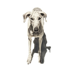 Fototapeta premium Watercolor illustration of one Borzoi dog on white background.
