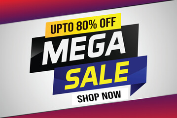 Obraz premium Mega sale word concept vector illustration and 3d style, landing page, template, ui, web, mobile app, poster, banner, flyer, background, gift card, coupon, label, wallpaper