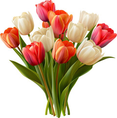 beautiful tulip, tulip bouquet, Flower bouquet for wedding, isolated on transparent background