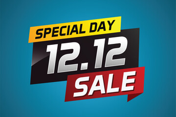12.12 Special day sale word concept vector illustration with ribbon and 3d style for use landing page, template, ui, web, mobile app, poster, banner, flyer, background, gift card, coupon

