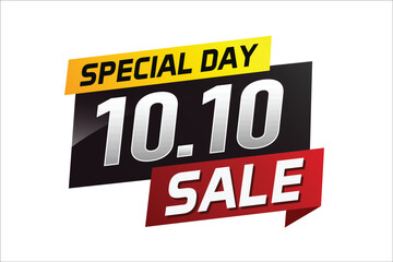 10.10 Special day sale word concept vector illustration with ribbon and 3d style for use landing page, template, ui, web, mobile app, poster, banner, flyer, background, gift card, coupon

