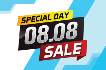 8.8 Special day sale word concept vector illustration with ribbon and 3d style for use landing page, template, ui, web, mobile app, poster, banner, flyer, background, gift card, coupon

