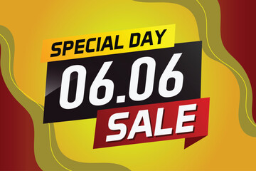 6.6 Special day sale word concept vector illustration with ribbon and 3d style for use landing page, template, ui, web, mobile app, poster, banner, flyer, background, gift card, coupon

