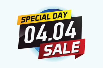 4.4 Special day sale word concept vector illustration with ribbon and 3d style for use landing page, template, ui, web, mobile app, poster, banner, flyer, background, gift card, coupon

