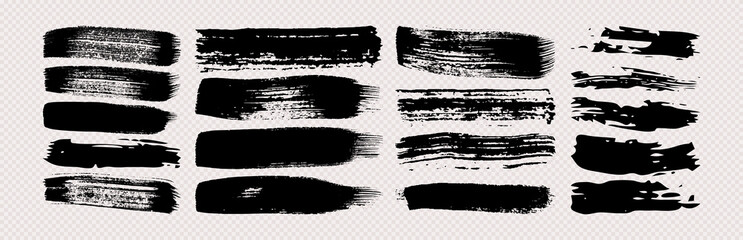 Set of black grunge brush strokes