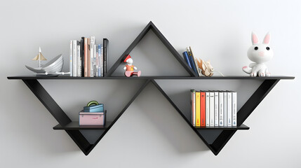 Minimalist white book rack against modern wall, showcasing elegant simplicity