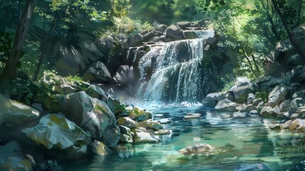 a river running through a forest, generated by AI