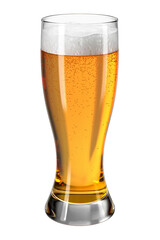 Beer on the isolated transparent background. Glass weizen. Bar theme. Alcoholic drink. 3d rendering.