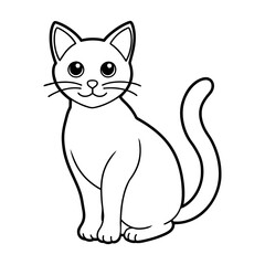 a white cat  sits on a gray background