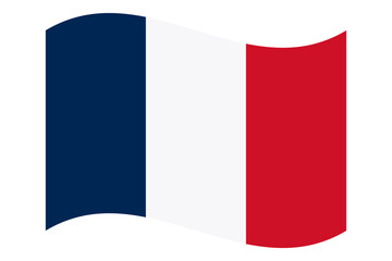 Wavy flag of France, isolated on a transparent background. French flag. Vector illustration