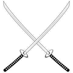 Katana crossed illustration. Two crossed swords