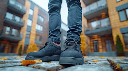 Businessman lace up black shoes  