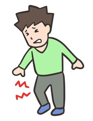膝痛の若い男性のイラスト