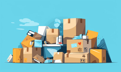 boxes pile of trash vector flat minimalistic isolated vector style illustration